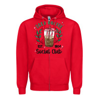 Red iced coffee social club Zipper Hoodie - MaliasSmallBusiness