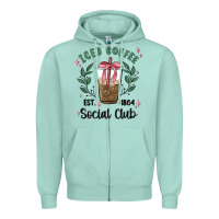 Seafoam iced coffee social club Zipper Hoodie - MaliasSmallBusiness