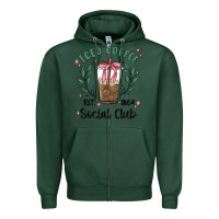 Sports Green iced coffee social club Zipper Hoodie - MaliasSmallBusiness