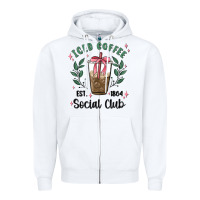 White iced coffee social club Zipper Hoodie - MaliasSmallBusiness