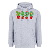Heather Grey Christmas Cactuses Heavyweight Hoodie - MaliasSmallBusiness