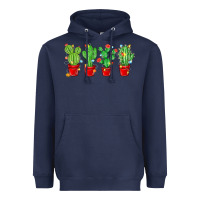 Navy Christmas Cactuses Heavyweight Hoodie - MaliasSmallBusiness
