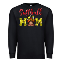 Black Softball Mom And Afro Messy Bun Mom Premium Sweatshirt - BundleAndBundleShop