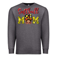 Charcoal Heather Softball Mom And Afro Messy Bun Mom Premium Sweatshirt - BundleAndBundleShop