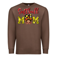 Chestnut Softball Mom And Afro Messy Bun Mom Premium Sweatshirt - BundleAndBundleShop