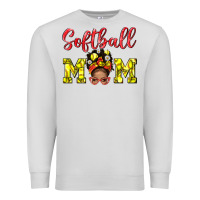 Dove Grey Softball Mom And Afro Messy Bun Mom Premium Sweatshirt - BundleAndBundleShop