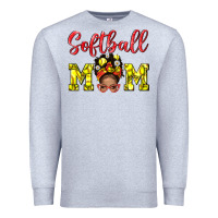 Heather Grey Softball Mom And Afro Messy Bun Mom Premium Sweatshirt - BundleAndBundleShop