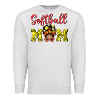 Oatmeal Heather Softball Mom And Afro Messy Bun Mom Premium Sweatshirt - BundleAndBundleShop