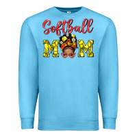 Ocean Blue Softball Mom And Afro Messy Bun Mom Premium Sweatshirt - BundleAndBundleShop