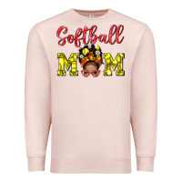 Pale Pink Softball Mom And Afro Messy Bun Mom Premium Sweatshirt - BundleAndBundleShop