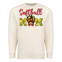 Sandshell Softball Mom And Afro Messy Bun Mom Premium Sweatshirt - BundleAndBundleShop