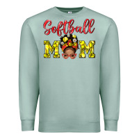 Seafoam Softball Mom And Afro Messy Bun Mom Premium Sweatshirt - BundleAndBundleShop