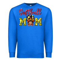 True Royal Softball Mom And Afro Messy Bun Mom Premium Sweatshirt - BundleAndBundleShop