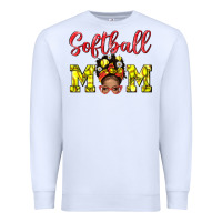 White Softball Mom And Afro Messy Bun Mom Premium Sweatshirt - BundleAndBundleShop