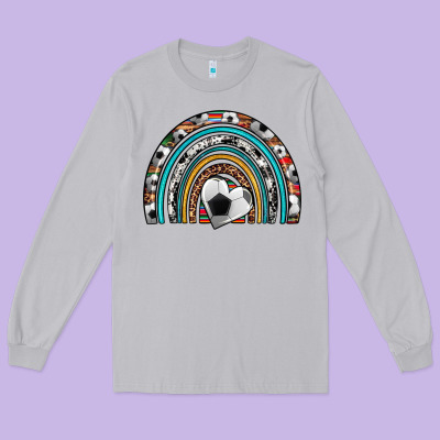 Soccer Rainbow Long Sleeve Tee Designed By Artiststas
