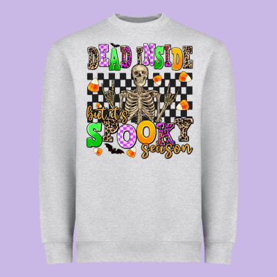 Dead Inside But It's Spooky Season Heavyweight Sweatshirt Designed By Adodesignshop