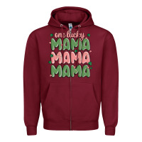 Burgundy one lucky mama Zipper Hoodie - MaliasSmallBusiness