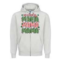 Dove Grey one lucky mama Zipper Hoodie - MaliasSmallBusiness