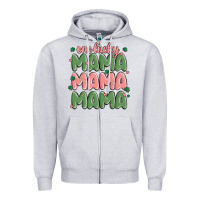 Heather Grey one lucky mama Zipper Hoodie - MaliasSmallBusiness
