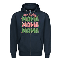 Navy one lucky mama Zipper Hoodie - MaliasSmallBusiness