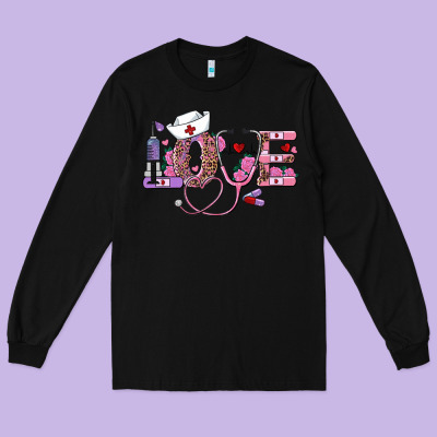 Valentine's Day Nurse Love Long Sleeve Tee Designed By Adodesignshop