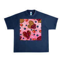 Navy valentines day waffles seamless pattern Urban Heavy Tee - BundleAndBundleShop