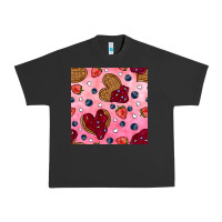 Pigment Black valentines day waffles seamless pattern Urban Heavy Tee - BundleAndBundleShop