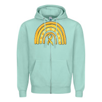 Seafoam childhood cancer awareness rainbow Zipper Hoodie - MaliasSmallBusiness