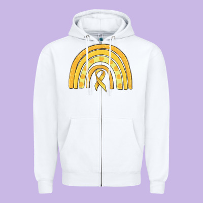 Childhood Cancer Awareness Rainbow Zipper Hoodie Designed By Maliassmallbusiness