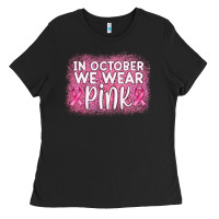 In October We Wear Pink Leopard Glitter Ladies Tee | Teevron