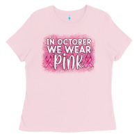 Bubblegum Pink in october we wear pink leopard glitter Ladies Tee - AdoDesignShop
