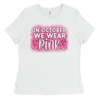 White in october we wear pink leopard glitter Ladies Tee - AdoDesignShop
