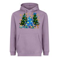 Lavender Hannukah Christmas trees Heavyweight Hoodie - NancyCooperArtShop