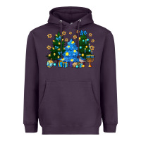 Plum Hannukah Christmas trees Heavyweight Hoodie - NancyCooperArtShop