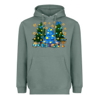 Sage Hannukah Christmas trees Heavyweight Hoodie - NancyCooperArtShop