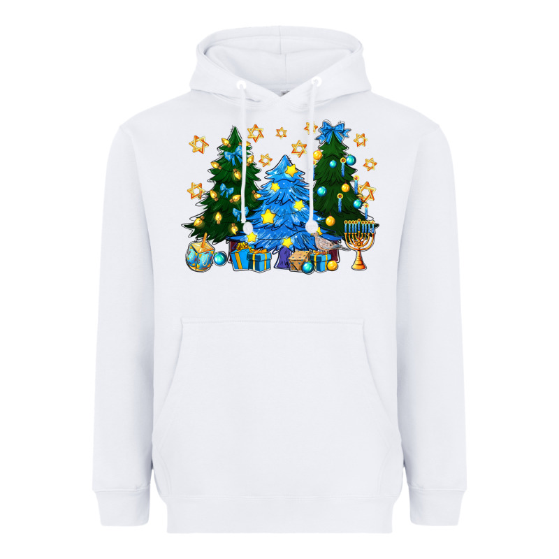 Hannukah Christmas Trees Heavyweight Hoodie by NancyCooperArtShop | Teevron