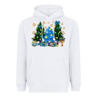 White Hannukah Christmas trees Heavyweight Hoodie - NancyCooperArtShop