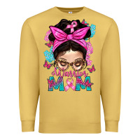 Antique Gold Warrior Mom Messy Bun With Flowers Premium Sweatshirt - BundleAndBundleShop