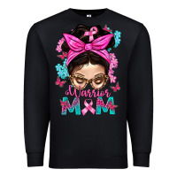 Black Warrior Mom Messy Bun With Flowers Premium Sweatshirt - BundleAndBundleShop