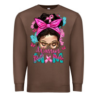Chestnut Warrior Mom Messy Bun With Flowers Premium Sweatshirt - BundleAndBundleShop