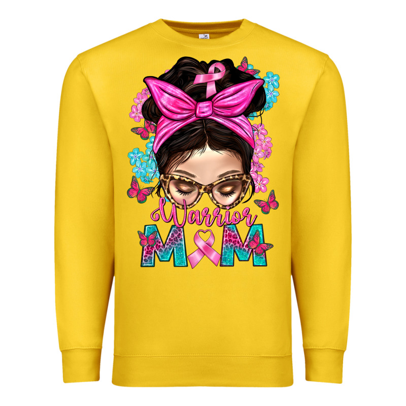 Warrior Mom Messy Bun With Flowers Premium Sweatshirt by BundleAndBundleShop | Teevron