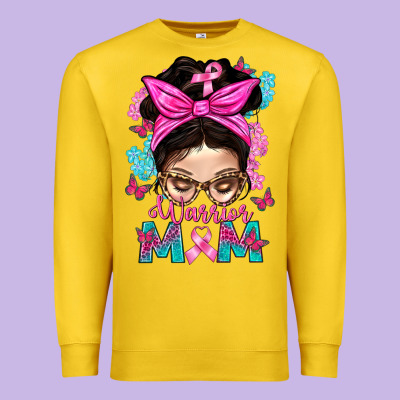 Warrior Mom Messy Bun With Flowers Premium Sweatshirt Designed By Bundleandbundleshop