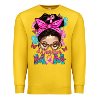 Lemon Warrior Mom Messy Bun With Flowers Premium Sweatshirt - BundleAndBundleShop