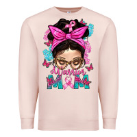 Pale Pink Warrior Mom Messy Bun With Flowers Premium Sweatshirt - BundleAndBundleShop