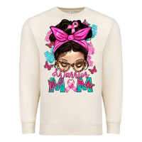 Sandshell Warrior Mom Messy Bun With Flowers Premium Sweatshirt - BundleAndBundleShop