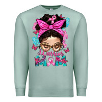 Seafoam Warrior Mom Messy Bun With Flowers Premium Sweatshirt - BundleAndBundleShop