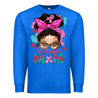 True Royal Warrior Mom Messy Bun With Flowers Premium Sweatshirt - BundleAndBundleShop