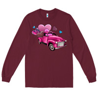 Burgundy truck with hearts Long Sleeve Tee - AdoDesignShop