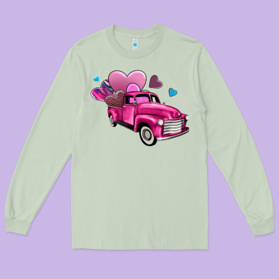 Truck With Hearts Long Sleeve Tee Designed By Adodesignshop