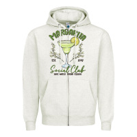 Oatmeal Heather margarita social club Zipper Hoodie - MaliasSmallBusiness